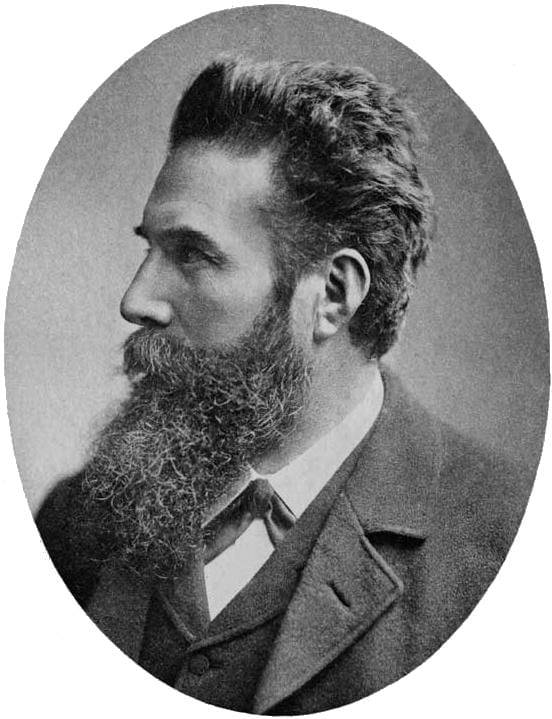 Portrait or photograph of Wilhelm Conrad Röntgen: Wilhelm Conrad Röntgen, Discoverer of X-Rays in 1895.