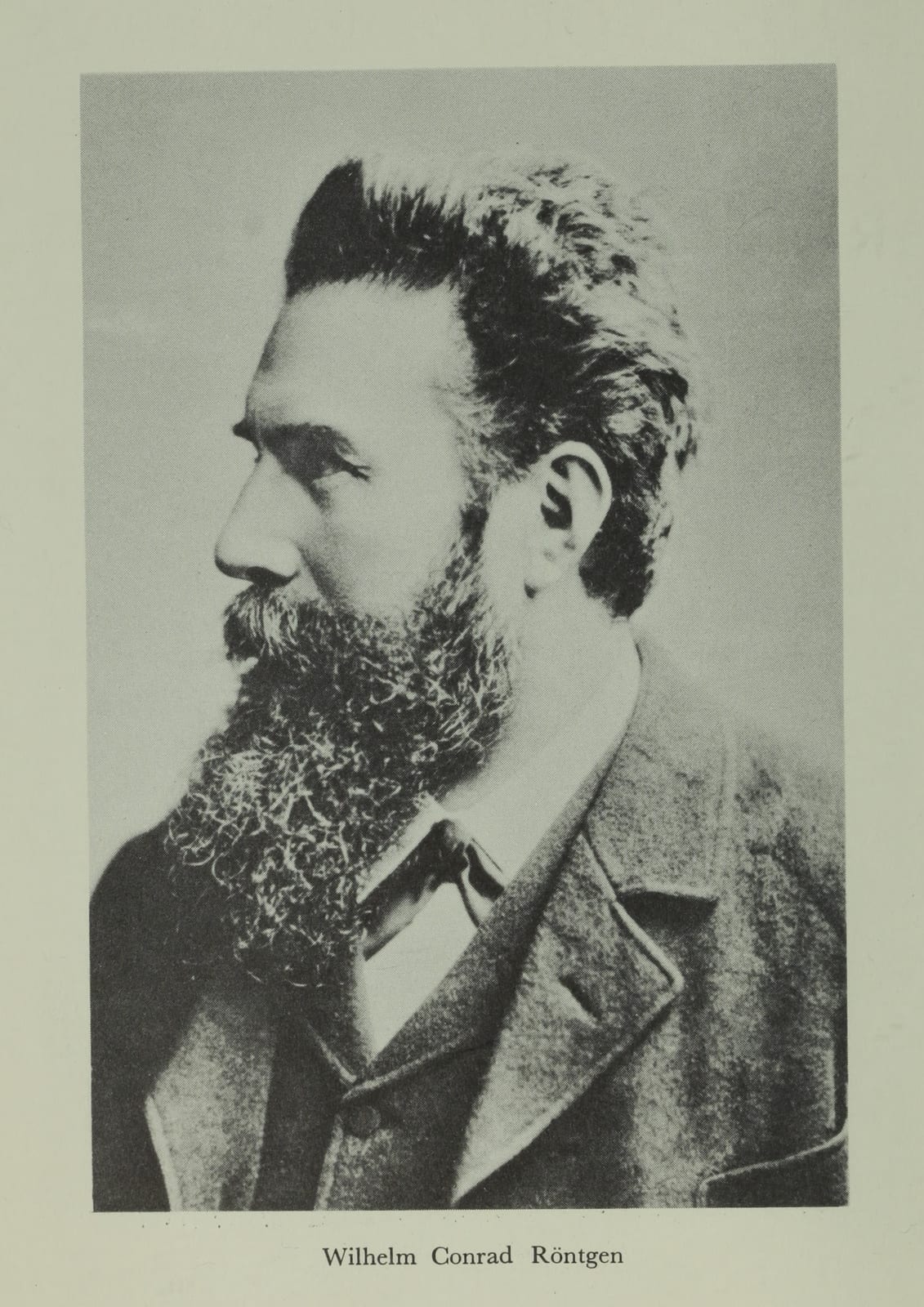 Portrait or photograph of Wilhelm Conrad Röntgen: Portrait of Wilhelm Conrad Röntgen, extracted from The story of X-rays from Röntgen to Isotopes (1960)