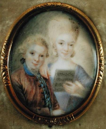 Portrait or photograph of Wolfgang Amadeus Mozart: Wolfgang Amadeus Mozart (1756–1791) and his older sister Maria Anna Mozart (Nannerl) (1751–1829)