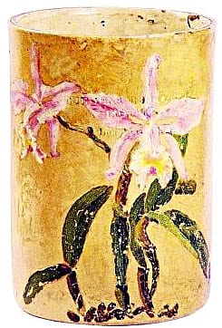 Portrait or photograph of Xu Beihong: Image of ceramic vase titled Orchids , created by Chinese artist Xu Beihong . Orchids (c. 1940) Size: 14cm Medium: Oil on