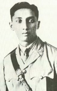 Portrait or photograph of Yusof Ishak: Yusof Ishak during his time in the National Cadet Corps in Raffles Institution.