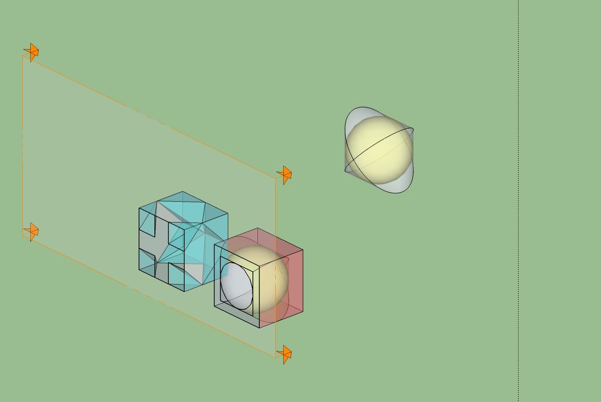 Portrait or photograph of Zu Chongzhi: Deriving the volume of a sphere using Zu Chongzhi's method (similar to Cavalieri's principle ) with a bicylinder . Pack t