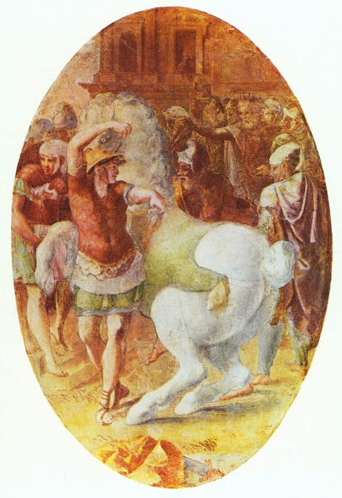 Photograph or image of Bucephalus: Alexander tames Bucephalus by Francesco Primaticcio