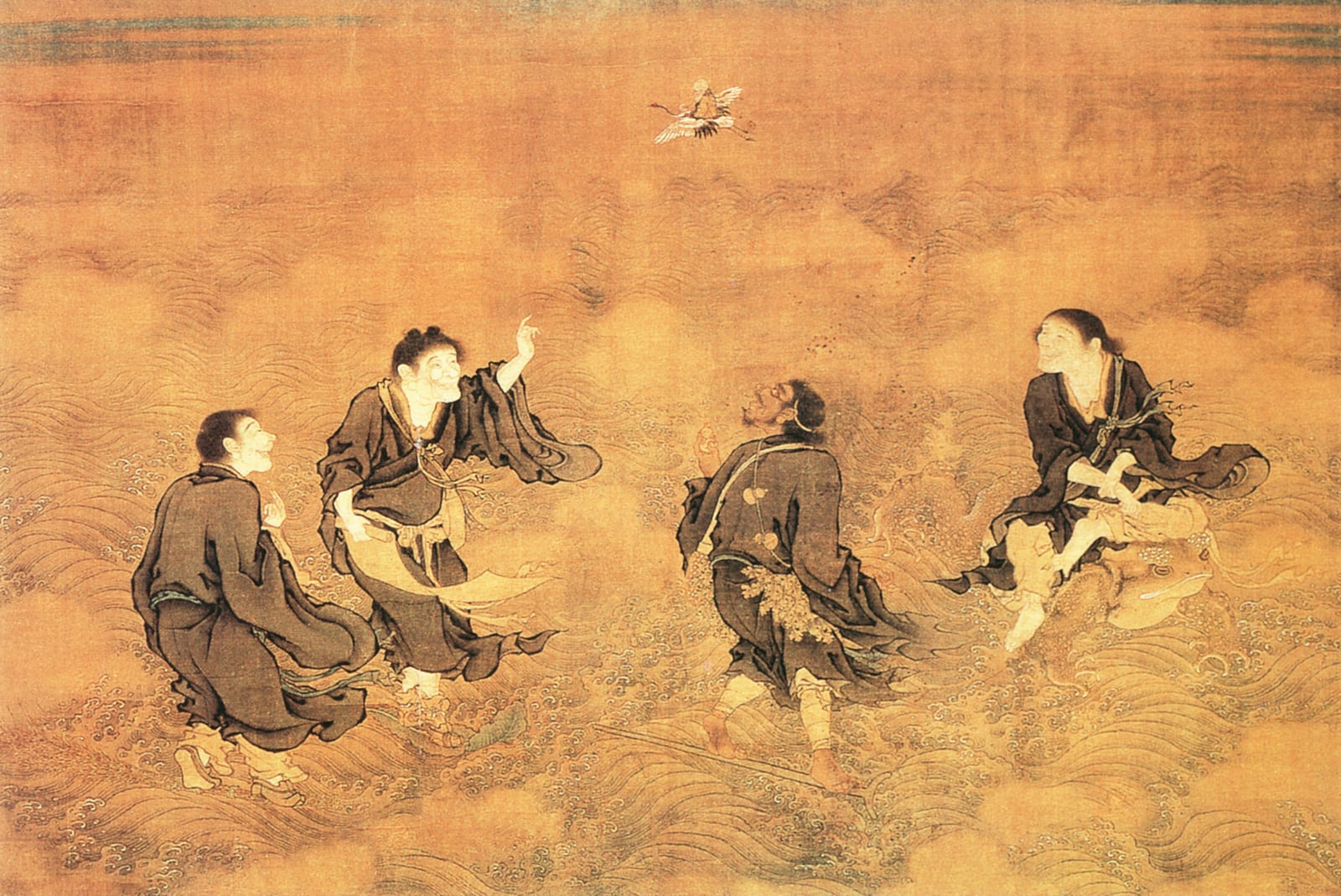Photograph or image of Ming: Four Wizards and Longevity God, Shang Xi, Ming Dynasty, China, National Palace Museum, Taipei