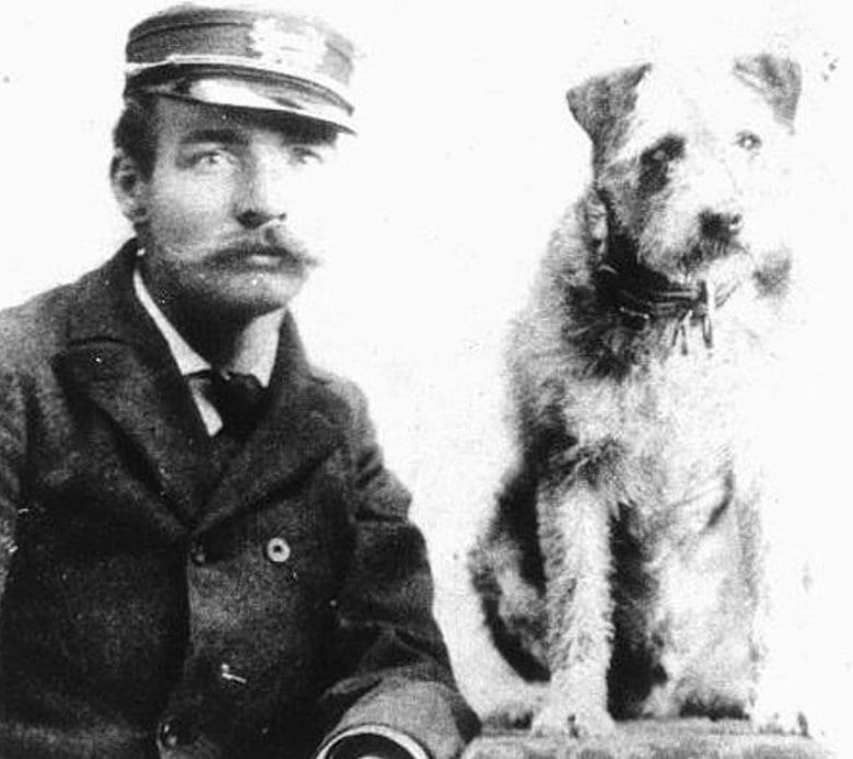 Photograph or image of Owney: Description : Owney was a mongrel dog who became the mascot of the Railway Mail Service in the 1890s. He traveled on mail trains a