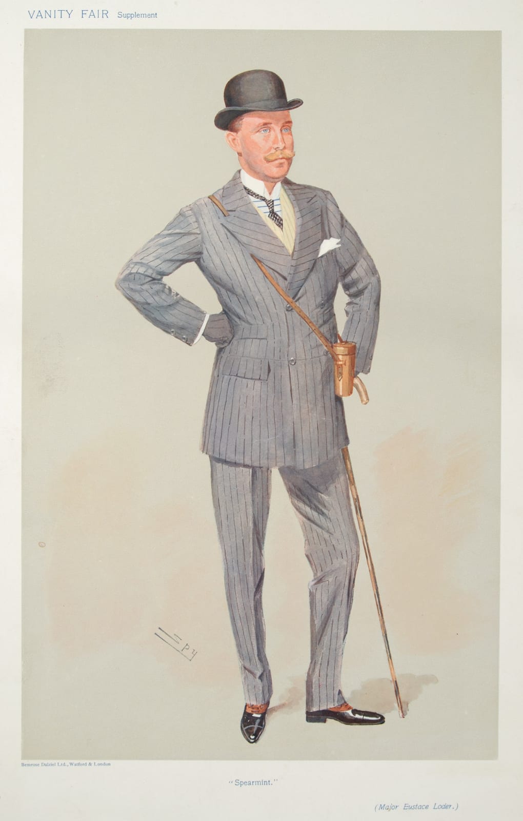 Photograph or image of Pretty Polly: Caricature of Major Eustace Loder (1867 - 1914), owner of the champion racehorses Pretty Polly and Spearmint . (see New Yor