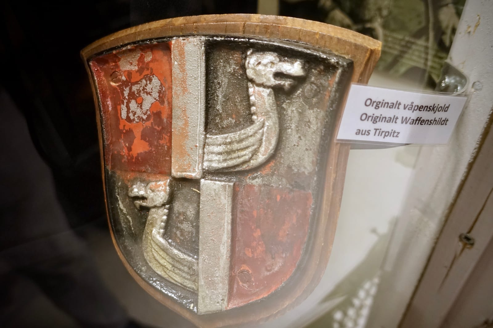 Photograph or image of Tirpitz: Coat of arms ( Wappenschild ) of the Schlachtschiff Tirpitz , a WWII battleship of the Kriegsmarine , the navy of Nazi Germany 1