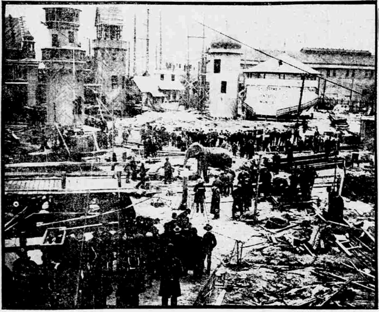 Photograph or image of Topsy: A photograph from a January 11, 1903 St. Louis Republic article about the the January 4, 1903 electrocution of Topsy the elephant