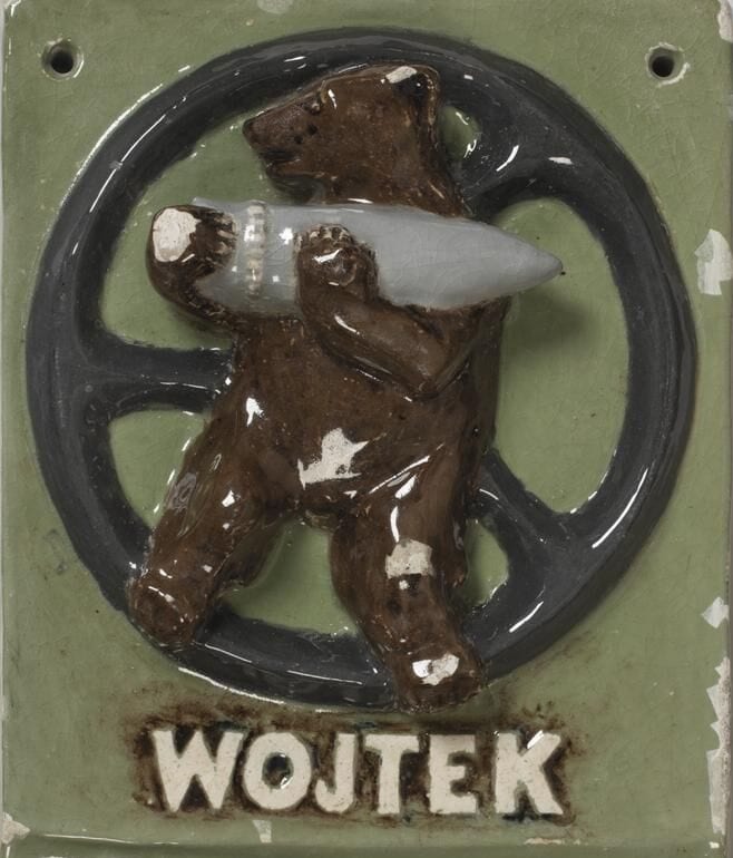 Photograph or image of Wojtek: Wojtek - Polish Bear cermaic plaque.